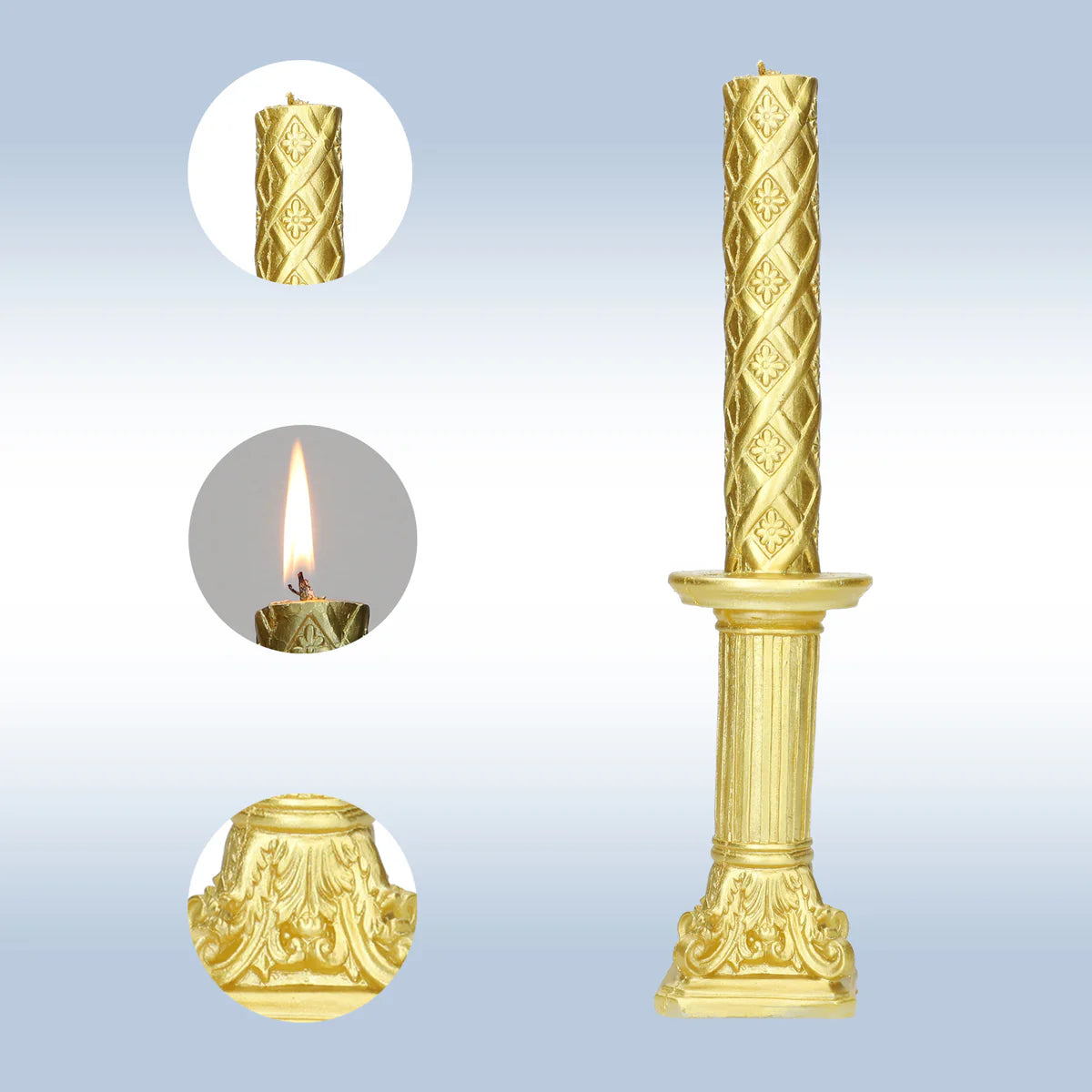 Havdalah Candle Pillar - Silver {Judaica-Shabbos-Havdolah} Manchester Judaica