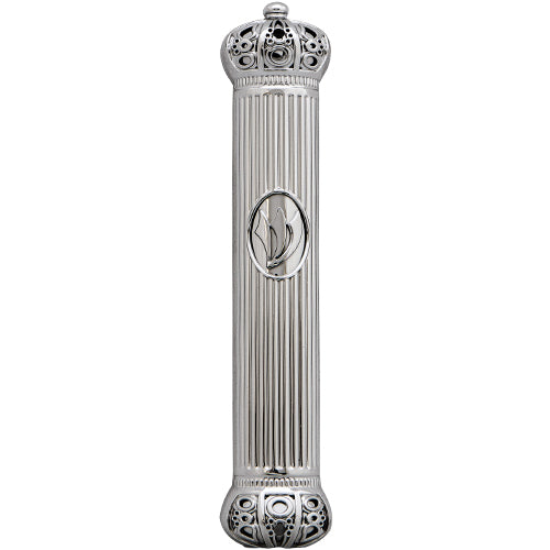 Plastic Mezuzah 15Cm - Crown - Silver {Judaica-Home-Mezuzah Holder} Manchester Judaica