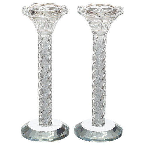 Pair of Crystal Candlesticks 18 cm with Stones