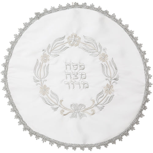 2 piece White Satin Pesach Set 46 cm