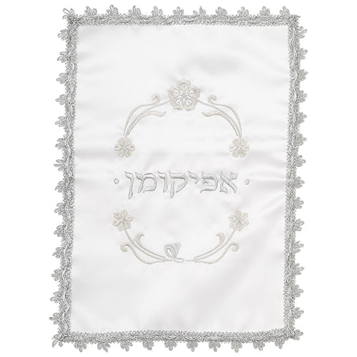 2 piece White Satin Pesach Set 46 cm