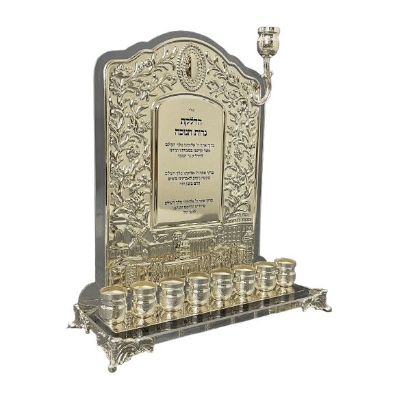 Acrylic Menorah with Silver Plated back {Holiday-Chanukah-Menorah} Manchester Judaica