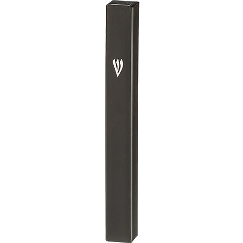 Black Plastic Mezuzah with Rubber Cork 15 cm - Silver {Judaica-Home-Mezuzah Holder} Manchester Judaica