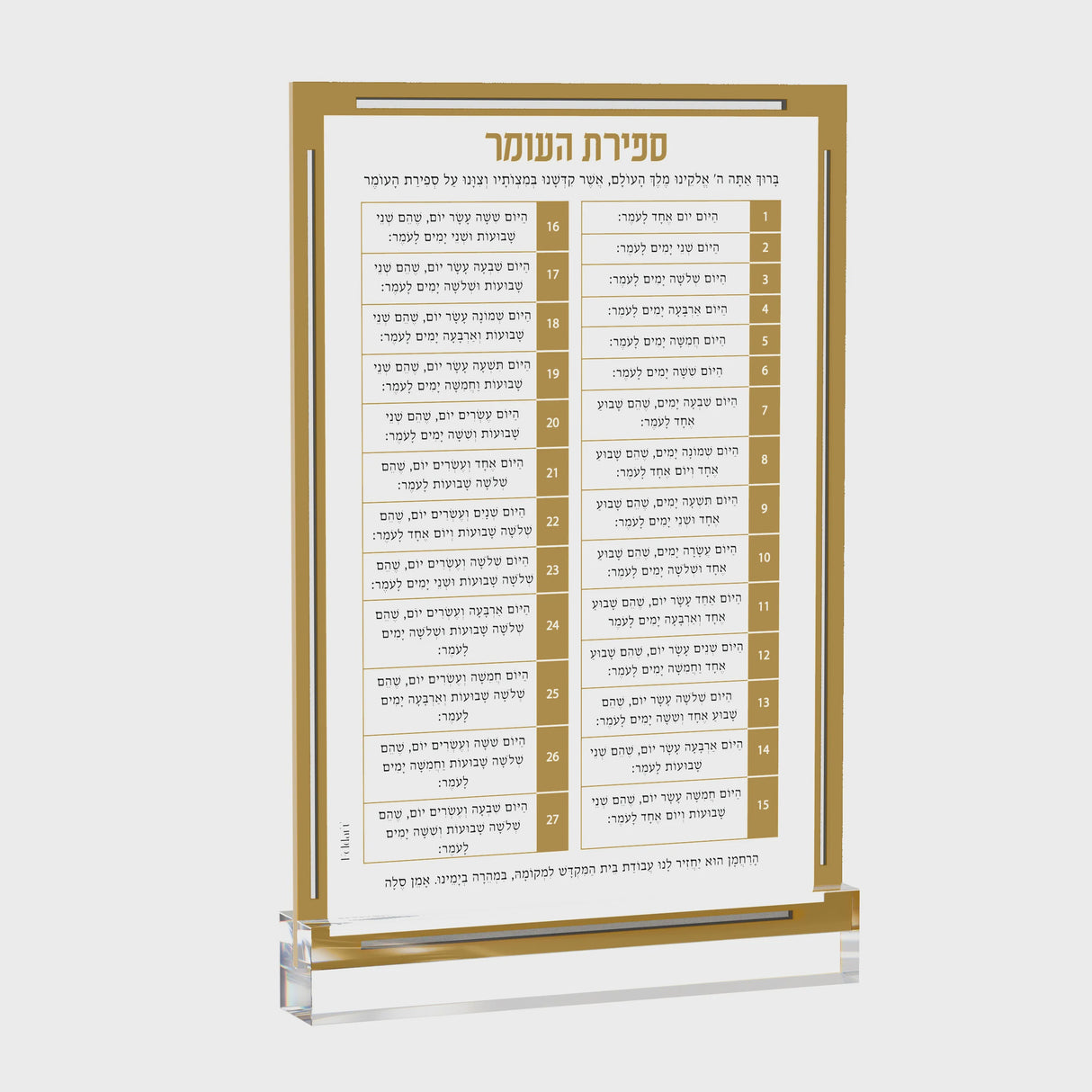 Classic Sefiras Haomer - Tabletop {Holiday-Sefirah-Sefirah items} Manchester Judaica