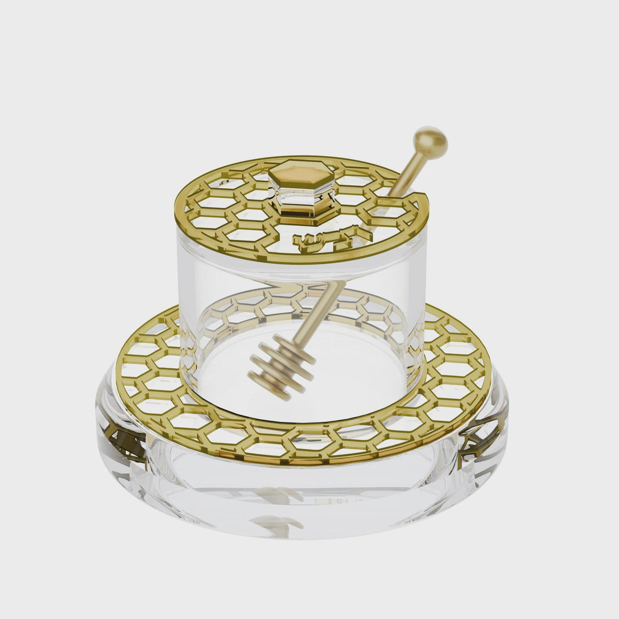 Honeycomb Honey Dish v.2 - Gold {Holiday-Rosh Hashanah-Honey Dishes} Manchester Judaica