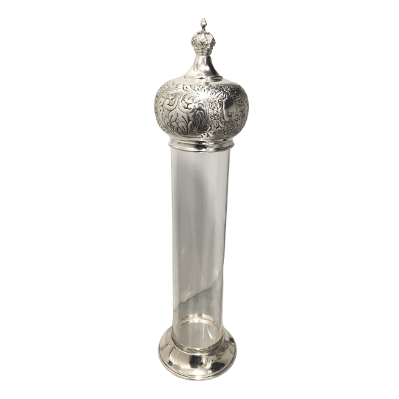 Silver dipped and plastic megillah holder {Holiday-Purim-Megilah Holder} Manchester Judaica