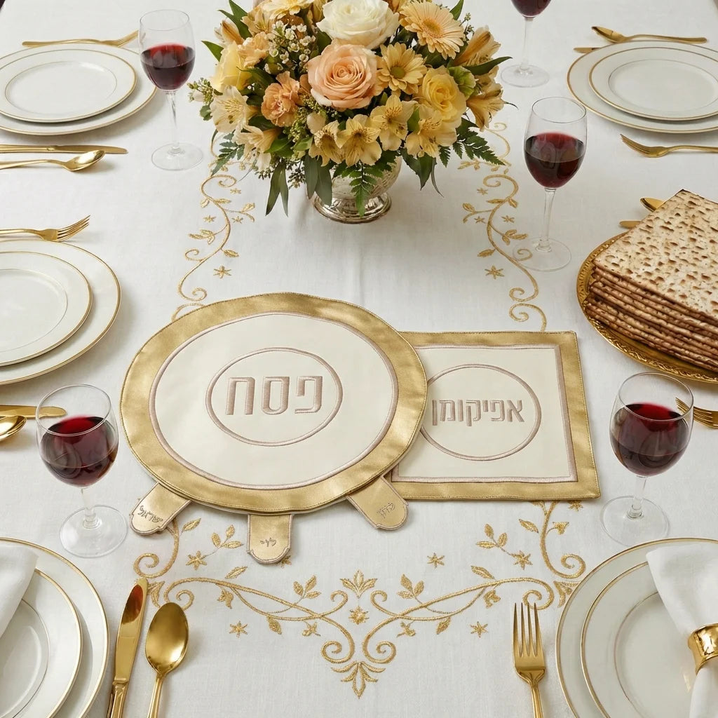 Leatherette 2 pcs Pesach Set: Pesach & Afikoman Covers {Holiday-Pesach-Matzah Tash & Pesach Set} Manchester Judaica