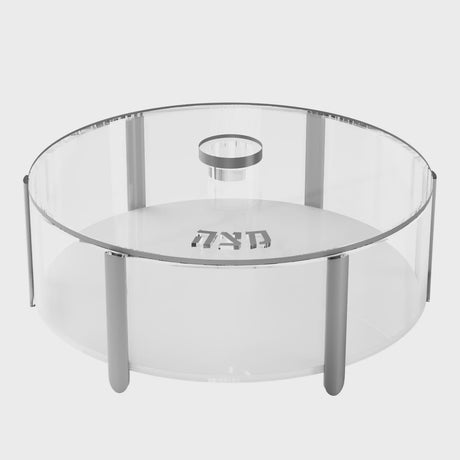 Pillar Round Matzah Box - Silver {Holiday-Pesach-Ka’arah Pesach Plates} Manchester Judaica