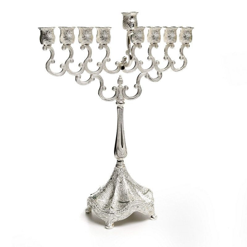 Silver Plated Menorah 27cm {Holiday-Chanukah-Menorah} Manchester Judaica