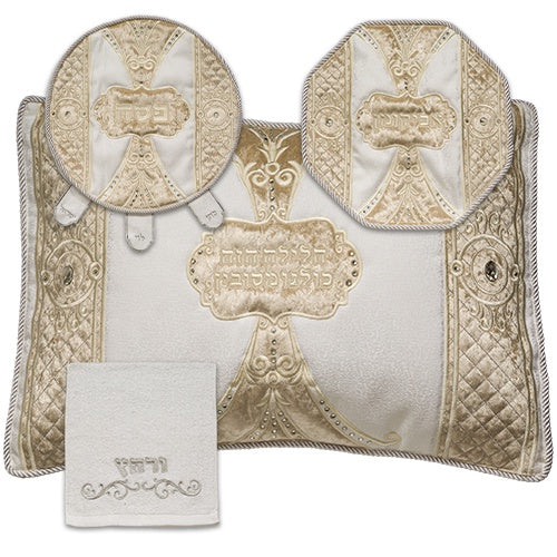 Brockett & Velvet 4Pcs Pesach Set 66581 {Holiday-Pesach-Matzah Tash & Pesach Set} Manchester Judaica