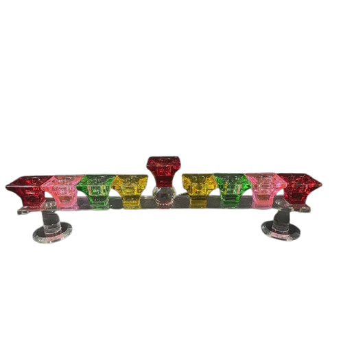 Coloured Crystal Menorah {Holiday-Chanukah-Menorah} Manchester Judaica