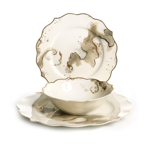 Dinner set - Fog white gold 18 {Judaica-Tabletop-Dinner Plate Sets} Manchester Judaica