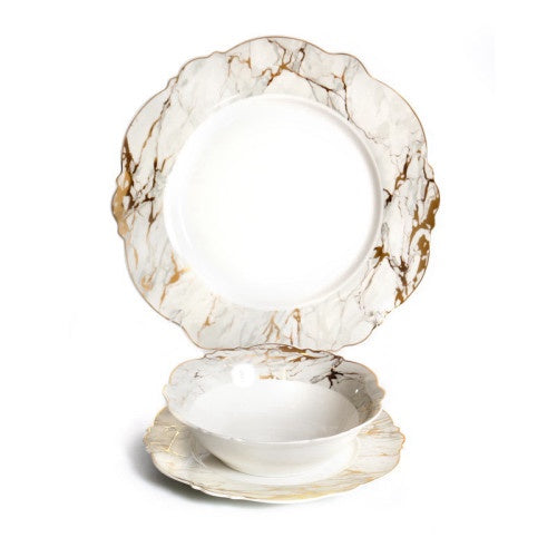 Dinner set - Marble white gold 18 {Judaica-Tabletop-Dinner Plate Sets} Manchester Judaica