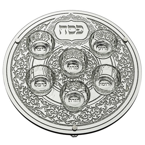 Glass Pesach Plate 36Cm {Holiday-Pesach-Ka’arah Pesach Plates} Manchester Judaica