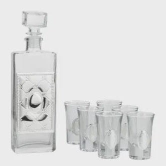 Liquor Set Bottle + 6 Cups 17382 {Judaica-Tabletop-Wine & Liquor} Manchester Judaica