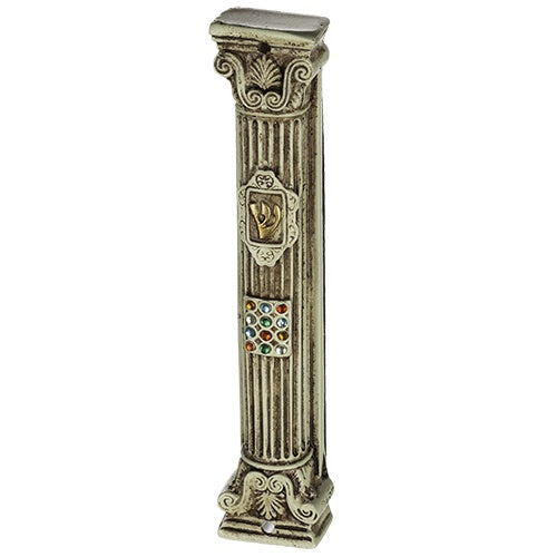 Polyresin Mezuzah 20Cm - Beige & Brown {Judaica-Home-Mezuzah Holder} Manchester Judaica