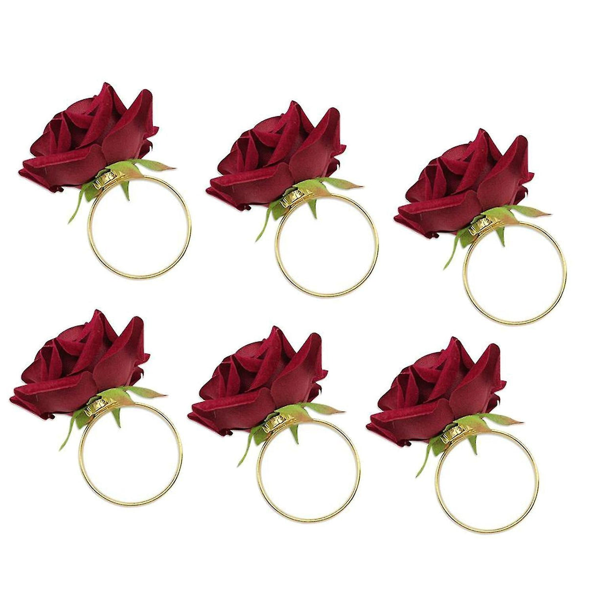 Red Rose Napkin Rings - Set Of 6 {Judaica-Tabletop-Napkin Rings} Manchester Judaica