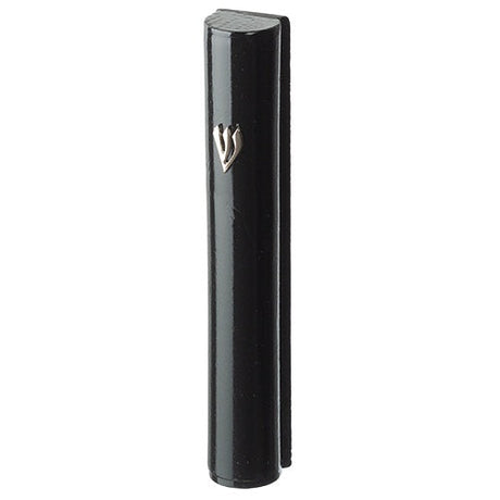 Wood Mezuzah 15Cm - Round - Black {Judaica-Home-Mezuzah Holder} Manchester Judaica