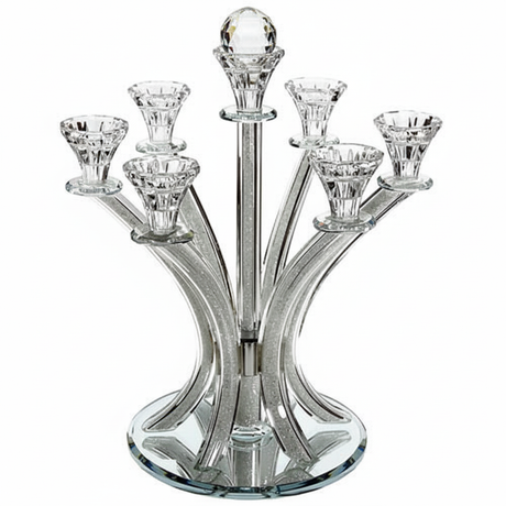 Crystal Candlestick - 6 {Judaica-Lecht-Candlesticks, Candelabra} Manchester Judaica
