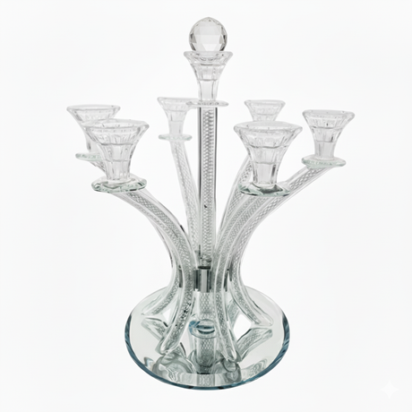 Crystal Candlesticks - 6 {Judaica-Lecht-Candlesticks, Candelabra} Manchester Judaica