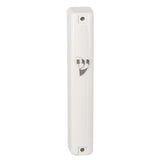 Plastic Mezuzah 12cm - White With Silver Shin