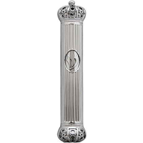 Plastic Mezuzah 15cm - Crown - Silver