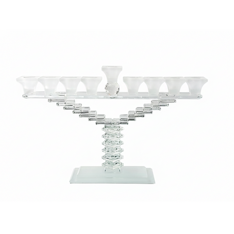 Frosted Crystal Menorah Steps 24cm {Holiday-Chanukah-Menorah} Manchester Judaica