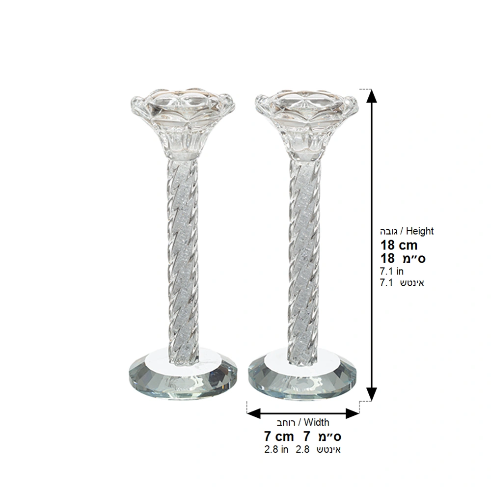 Pair of Crystal Candlesticks 18 cm with Stones