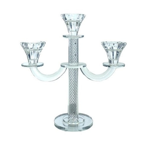 Crystal Candalabra 3 Branch 26Cm {Judaica-Lecht-Candlesticks, Candelabra} Manchester Judaica