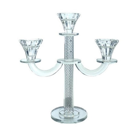 Crystal Candalabra 3 Branch 26Cm {Judaica-Lecht-Candlesticks, Candelabra} Manchester Judaica