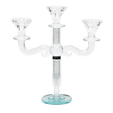 Crystal Candalabra 3 Branch 25Cm {Judaica-Lecht-Candlesticks, Candelabra} Manchester Judaica