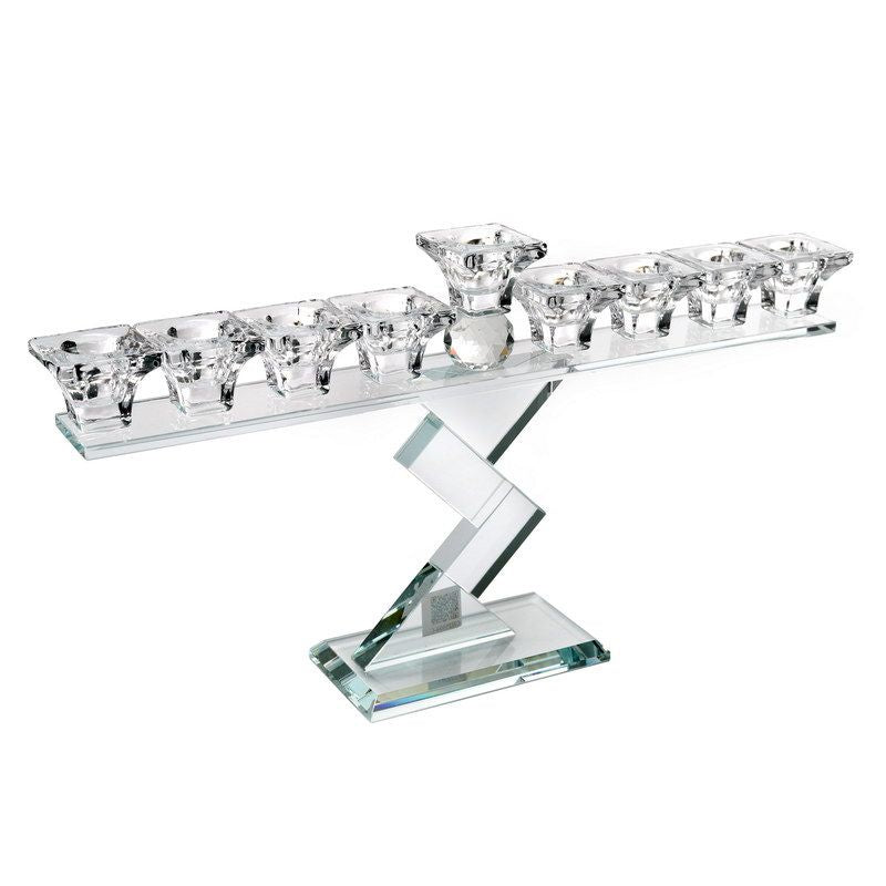 Crystal Menorah 20cm {Holiday-Chanukah-Menorah} Manchester Judaica