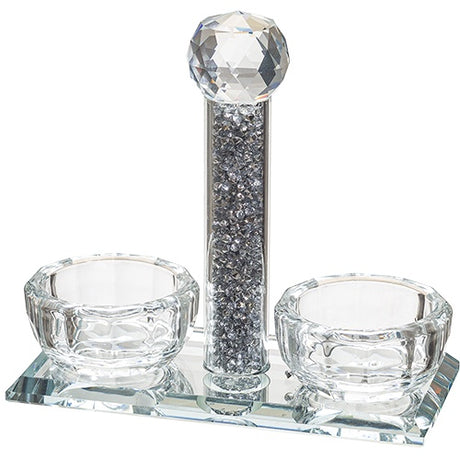 Crystal Salt Holder 12*11cm with Glass Chips