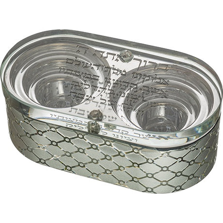 Crystal Travel Candlesticks 10x5 cm {Judaica-Lecht-Candlesticks, Candelabra} Manchester Judaica