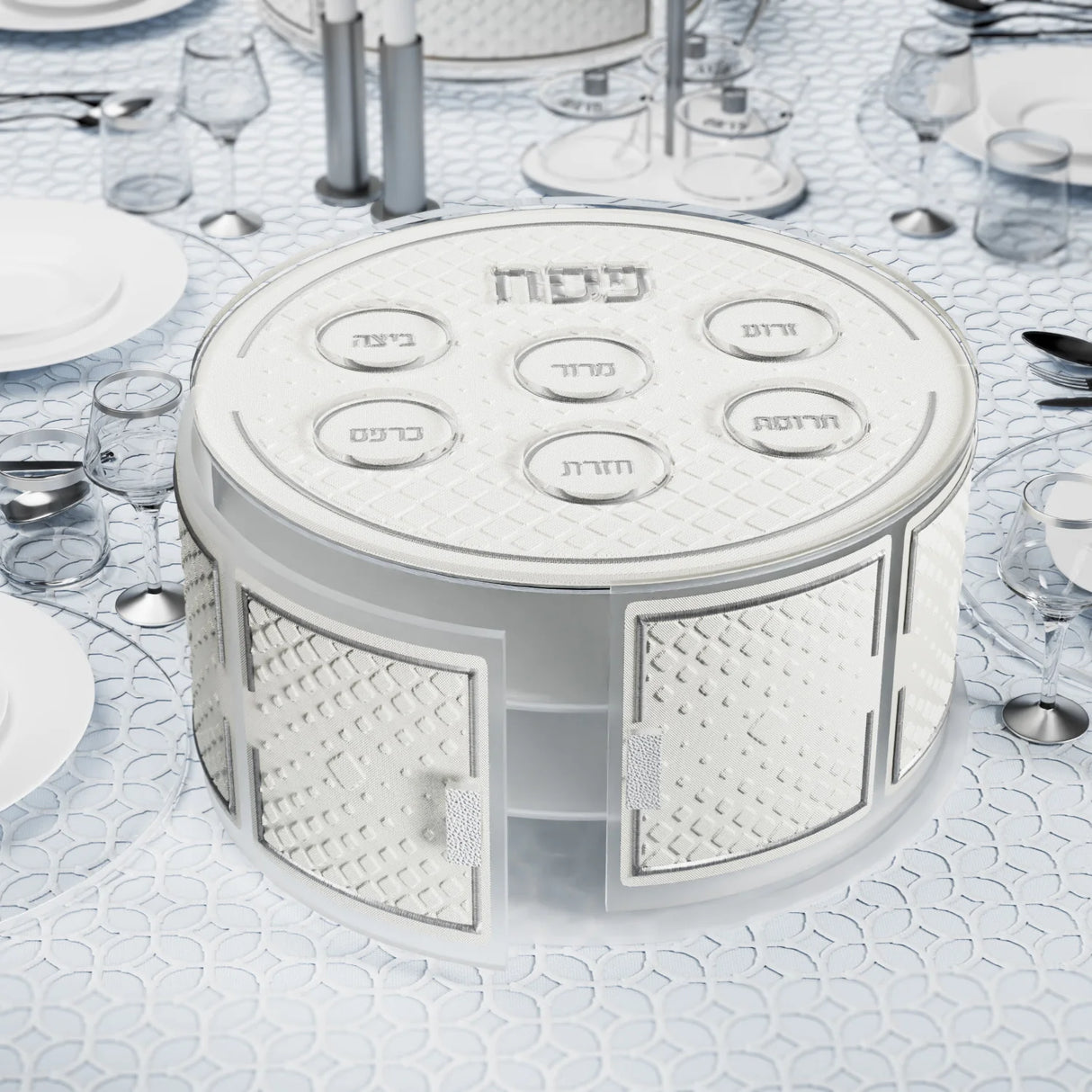Diamond Leatherite Tiered Kearah Seder Plate {Holiday-Pesach-Ka’arah Pesach Plates} Manchester Judaica