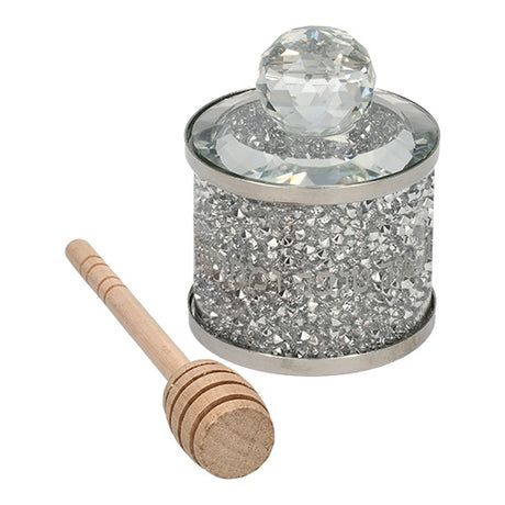 Elegant Crystal Honey Dish 8cm - With Stones