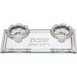 Glass Candlesticks {Judaica-Lecht-Candlesticks, Candelabra} Manchester Judaica