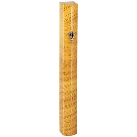 Aluminum Mezuzah 15Cm - 3D Painted - Brown Stripes {Judaica-Home-Mezuzah Holder} Manchester Judaica