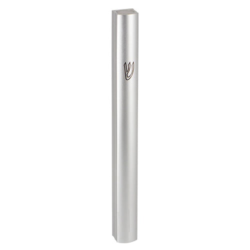 Aluminum Mezuzah 15Cm - Semi Round - Silver {Judaica-Home-Mezuzah Holder} Manchester Judaica