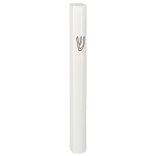 Aluminum Mezuzah 15Cm - Semi Round - White {Judaica-Home-Mezuzah Holder} Manchester Judaica