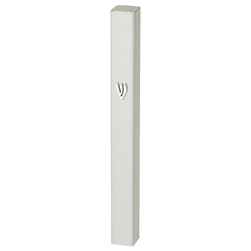 Aluminum Mezuzah 15Cm - White 23446 {Judaica-Home-Mezuzah Holder} Manchester Judaica