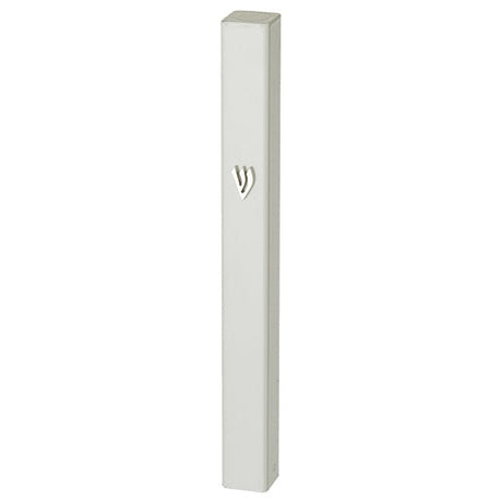 Aluminum Mezuzah 15cm - White 23446 Judaica-Home-Mezuzah Holder 23446 Manchester Judaica