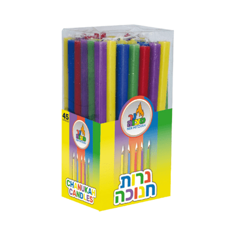 Ner Mitzvah Long Chanukah Candles - multi colour