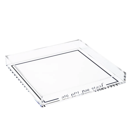 Clear Acrylic Tray With Silver Design {Judaica-Tabletop-Food Trays} Manchester Judaica