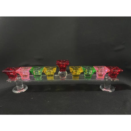 Coloured Crystal Menorah Holiday-Chanukah-Menorah 1716 Manchester Judaica