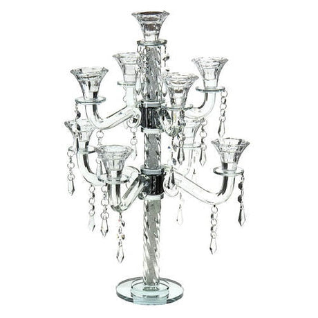 Crystal Candalabra 9 Branch {Judaica-Lecht-Candlesticks, Candelabra} Manchester Judaica