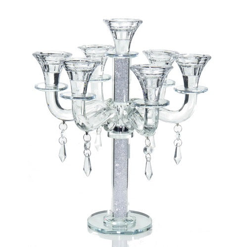 Crystal Candelabra 6 Branch 189 {Judaica-Lecht-Candlesticks, Candelabra} Manchester Judaica