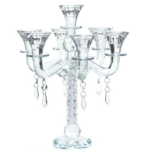 Crystal Candelabra 6 Branch 191 {Judaica-Lecht-Candlesticks, Candelabra} Manchester Judaica