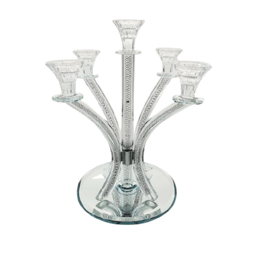 Crystal Candlesticks - 5 {Judaica-Lecht-Candlesticks, Candelabra} Manchester Judaica