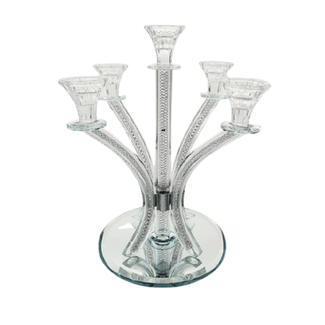 Crystal Candlesticks - 5 {Judaica-Lecht-Candlesticks, Candelabra} Manchester Judaica